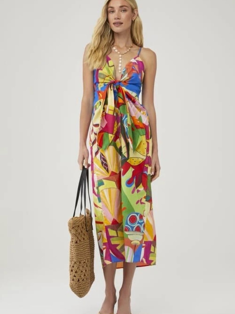 FARM RIO Tropical Scenario Multicolored Dress Medium EC1 - Picture 2 of 8